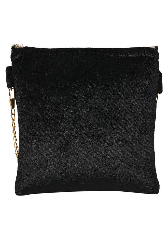 Coco Candy Women's Casual Lightweight Stylish Handbag | Velvet Black Sling Bag for Women - Perfect for Daily Use with Gold Chain - Image 5