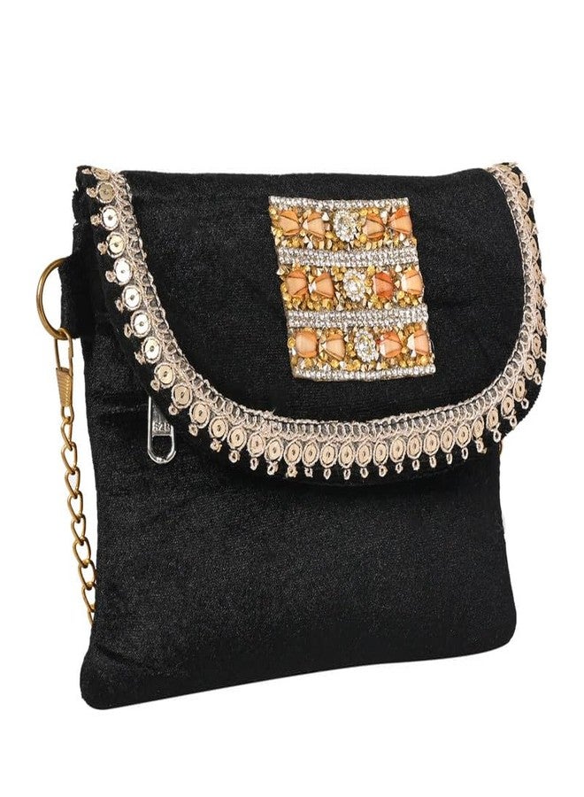 Coco Candy Women's Casual Lightweight Stylish Handbag | Velvet Black Sling Bag for Women - Perfect for Daily Use with Gold Chain - Image 2