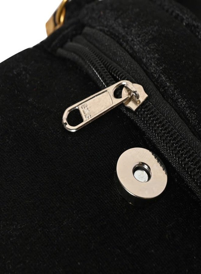 Coco Candy Women's Casual Lightweight Stylish Handbag | Velvet Black Sling Bag for Women - Perfect for Daily Use with Gold Chain - Image 3
