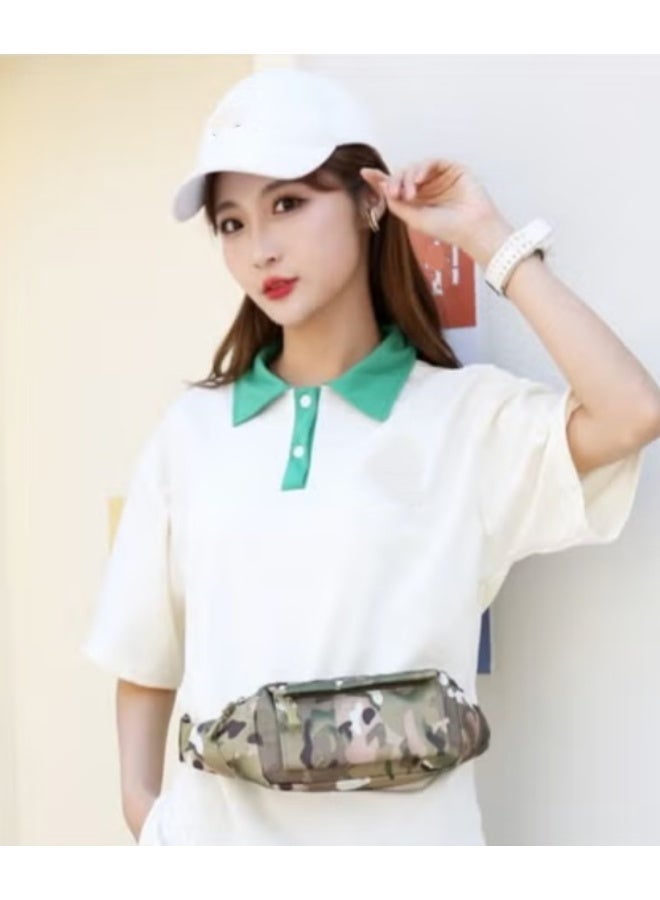 حقيبة كتف بتصميم مموه - حزام قابل للتعديل، حجرات متعددة بسحاب، قماش متين للرياضات الخارجية - Image 2