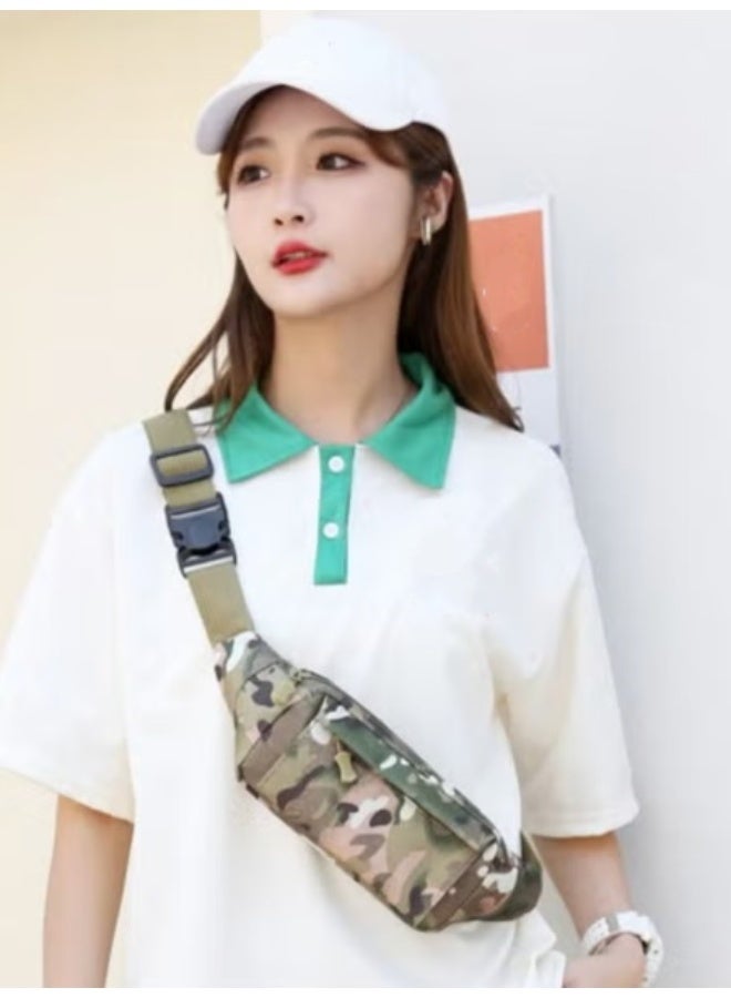 حقيبة كتف بتصميم مموه - حزام قابل للتعديل، حجرات متعددة بسحاب، قماش متين للرياضات الخارجية - Image 3