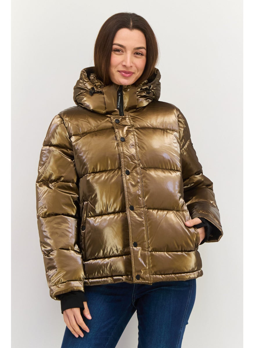 BCBGeneration Women Quilted Hooded Puffer Jacket,, Brown  - Image 1