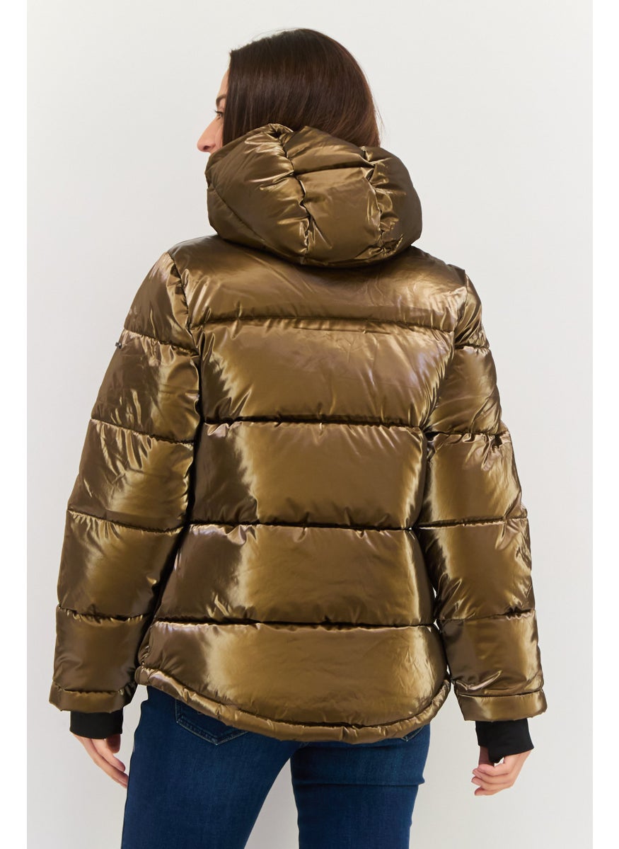 BCBGeneration Women Quilted Hooded Puffer Jacket,, Brown  - Image 2