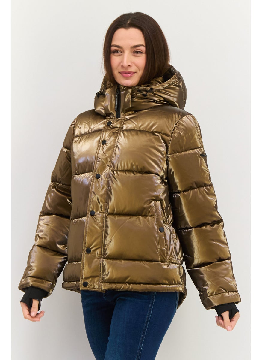 BCBGeneration Women Quilted Hooded Puffer Jacket,, Brown  - Image 3