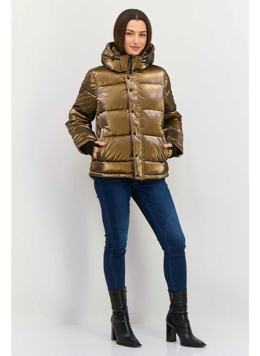 BCBGeneration Women Quilted Hooded Puffer Jacket,, Brown  - Image 4