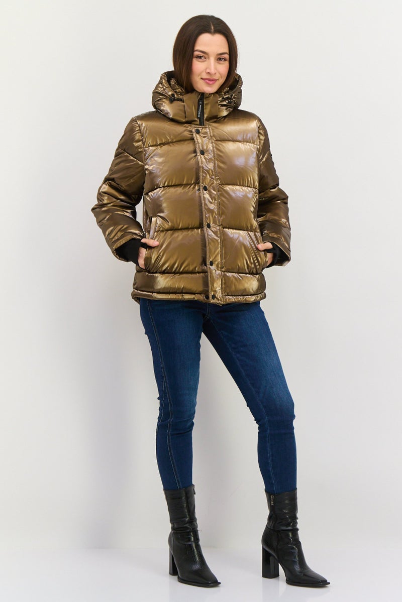 BCBGeneration Women Quilted Hooded Puffer Jacket,, Brown - Image 4
