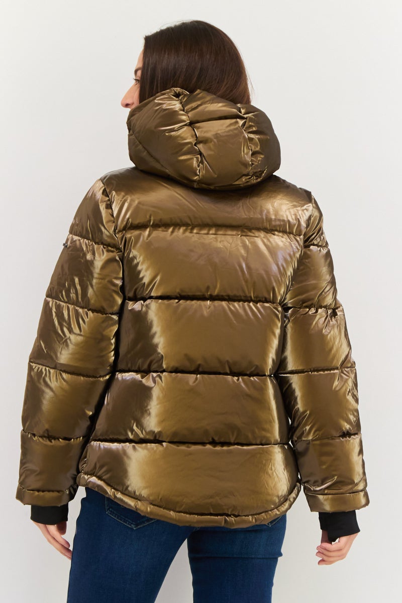 BCBGeneration Women Quilted Hooded Puffer Jacket,, Brown - Image 2