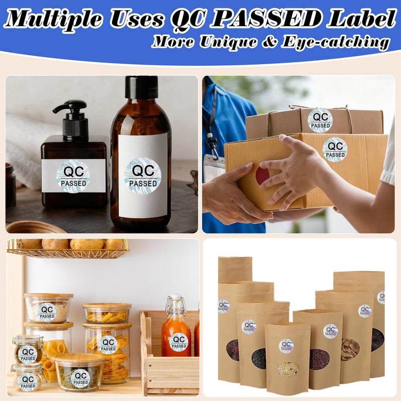 Well Tile QC Passed Stickers 1In 500 Pcs Hologram QC Pass Stickers for Warehouse Inventory Quality Control Check Tested Pass Approval, 1 inch - Image 3