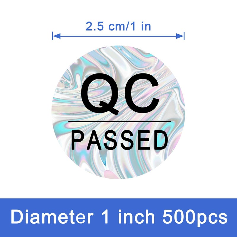 Well Tile QC Passed Stickers 1In 500 Pcs Hologram QC Pass Stickers for Warehouse Inventory Quality Control Check Tested Pass Approval, 1 inch - Image 2