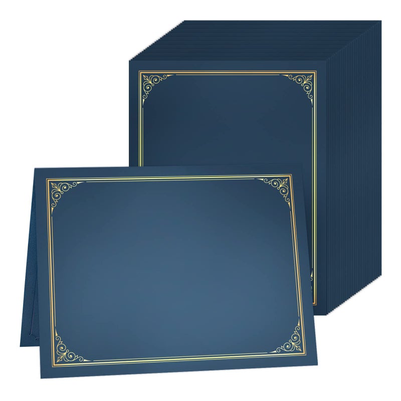 SUNEE Certificate Holders(Blue, 30 Packs, New Pattern), Diploma Covers Gold Foil Border, for Letter Size 8.5x11 Certificates, Cardstock, Document Papers - Image 1
