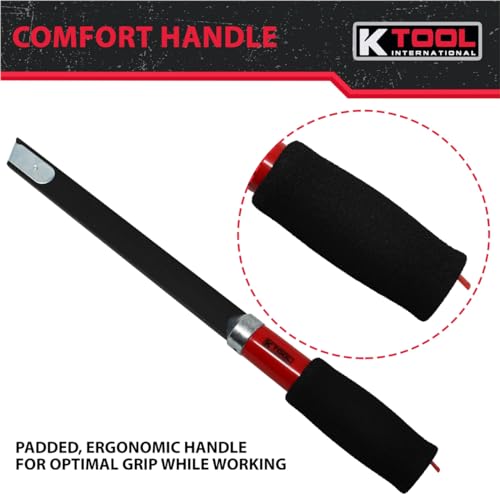 K-Tool International أداة ك الدولية 70545 شفرة كاشطة من اليوريثان 18 بوصة لزجاج السيارات لورش العمل، ومحلات الإصلاح، وعشاق الأعمال اليدوية، مقبض مريح مبطن، هجين من الفولاذ/الألمنيوم، أسود/أحمر - Image 4