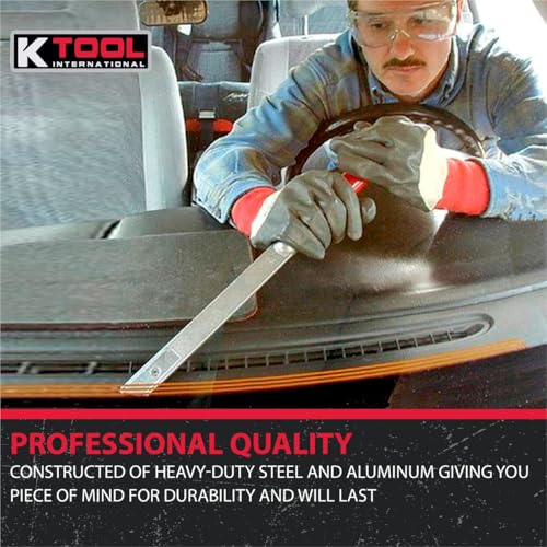 K-Tool International أداة ك الدولية 70545 شفرة كاشطة من اليوريثان 18 بوصة لزجاج السيارات لورش العمل، ومحلات الإصلاح، وعشاق الأعمال اليدوية، مقبض مريح مبطن، هجين من الفولاذ/الألمنيوم، أسود/أحمر - Image 5