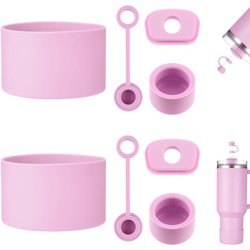 HYZ 8 Piece Accessories for Stanley Cup Silicone Spill Proof Stopper Set and Protective Boot Including Straw Cover Cap for Stanley H20 20oz 30oz 40oz TumblerCherry Blossom - Image 2