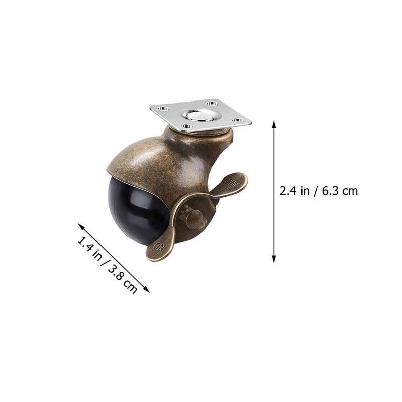 4 قطع من عجلات الحديد الزهر الثقيلة مع فرامل لطاولات العمل والأثاث للاستخدام الداخلي والخارجي - Image 3