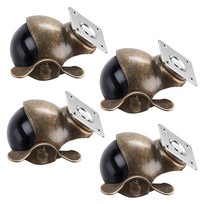 4 قطع من عجلات الحديد الزهر الثقيلة مع فرامل لطاولات العمل والأثاث للاستخدام الداخلي والخارجي - Image 1