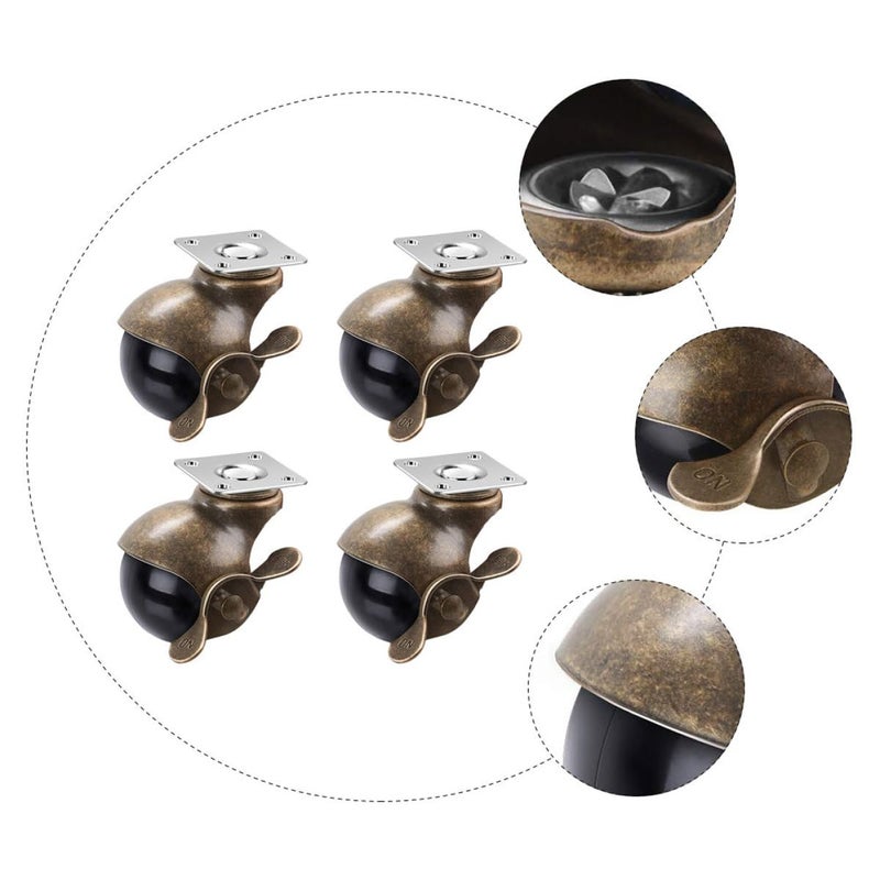 4 قطع من عجلات الحديد الزهر الثقيلة مع فرامل لطاولات العمل والأثاث للاستخدام الداخلي والخارجي - Image 4