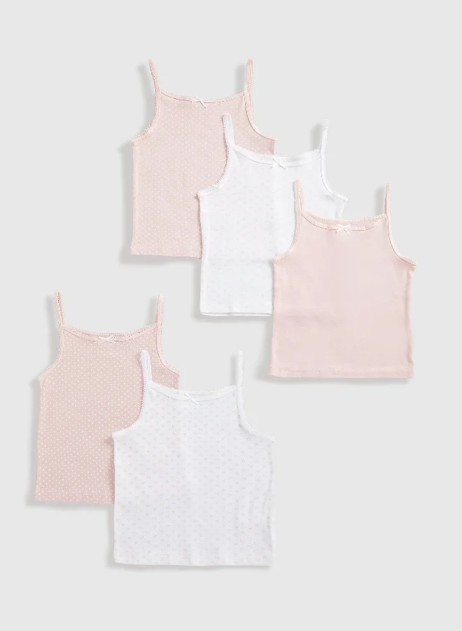 Mothercare Pink and White Cami Vests - 5 Pack