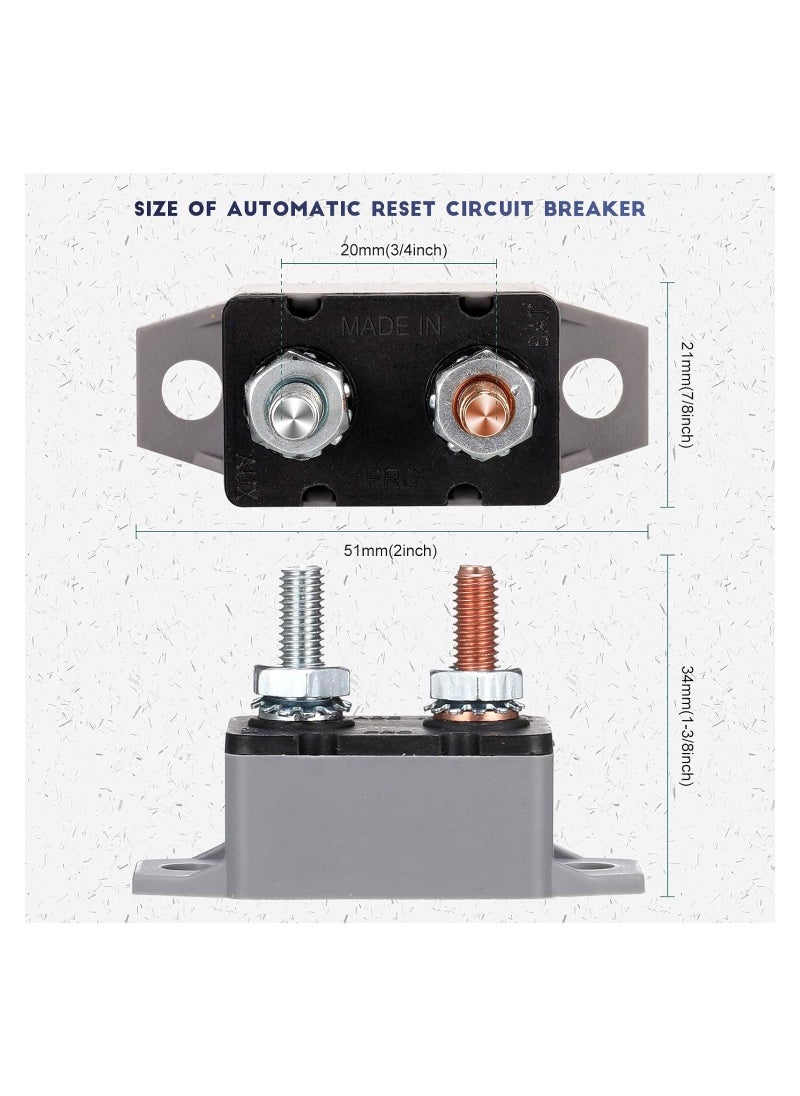 إكسفور - العاصمة 12v-24v التلقائي إعادة تعيين قواطع دوائر مع غطاء الرأس المزدوج الترباس قواطع دوائر ، البحرية ، شاحن البطارية ، شاحنة ، حافلة ، سيارة كهربائية ، محرك السيارة 4 قطع ( 50 أمبير ) - Image 1
