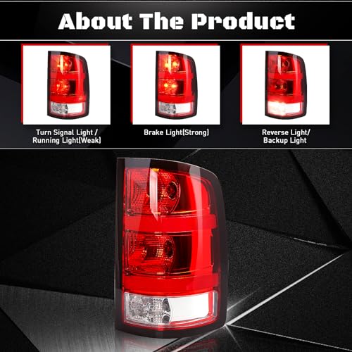 FICOLPO Tail Lights Assembly for 2007-2013 GMC Sierra 1500, 2007-2014 GMC Sierra 2500HD 3500HD (Black Shell, Passenger Side) - Image 4