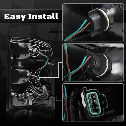 FICOLPO Tail Lights Assembly for 2007-2013 GMC Sierra 1500, 2007-2014 GMC Sierra 2500HD 3500HD (Black Shell, Passenger Side) - Image 2