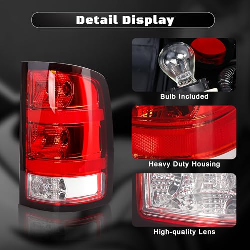 FICOLPO Tail Lights Assembly for 2007-2013 GMC Sierra 1500, 2007-2014 GMC Sierra 2500HD 3500HD (Black Shell, Passenger Side) - Image 5
