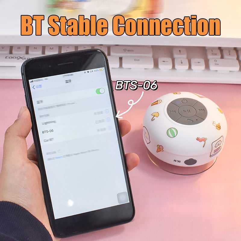Mini Bluetooth Speaker: Yellow Waterproof Portable Speaker - 3 Hours Playtime With Built-in Mic for Bathroom Car Use - Image 3
