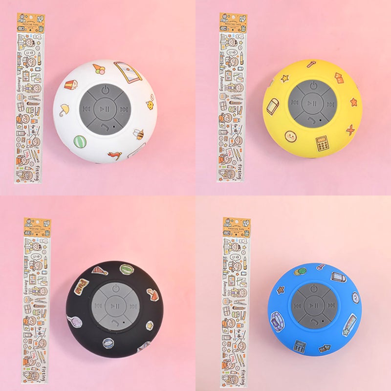 Mini Bluetooth Speaker: Yellow Waterproof Portable Speaker - 3 Hours Playtime With Built-in Mic for Bathroom Car Use - Image 2