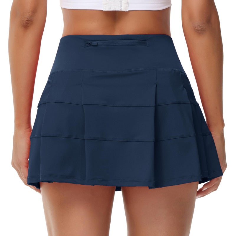 MCEDAR Pleated Tennis Skirt for Women with Pockets Women's High Waisted Athletic Golf Skorts Skirts for Running Workout Shortsï¼ˆNavy Blueï¼Œ2ï¼‰ - Image 2