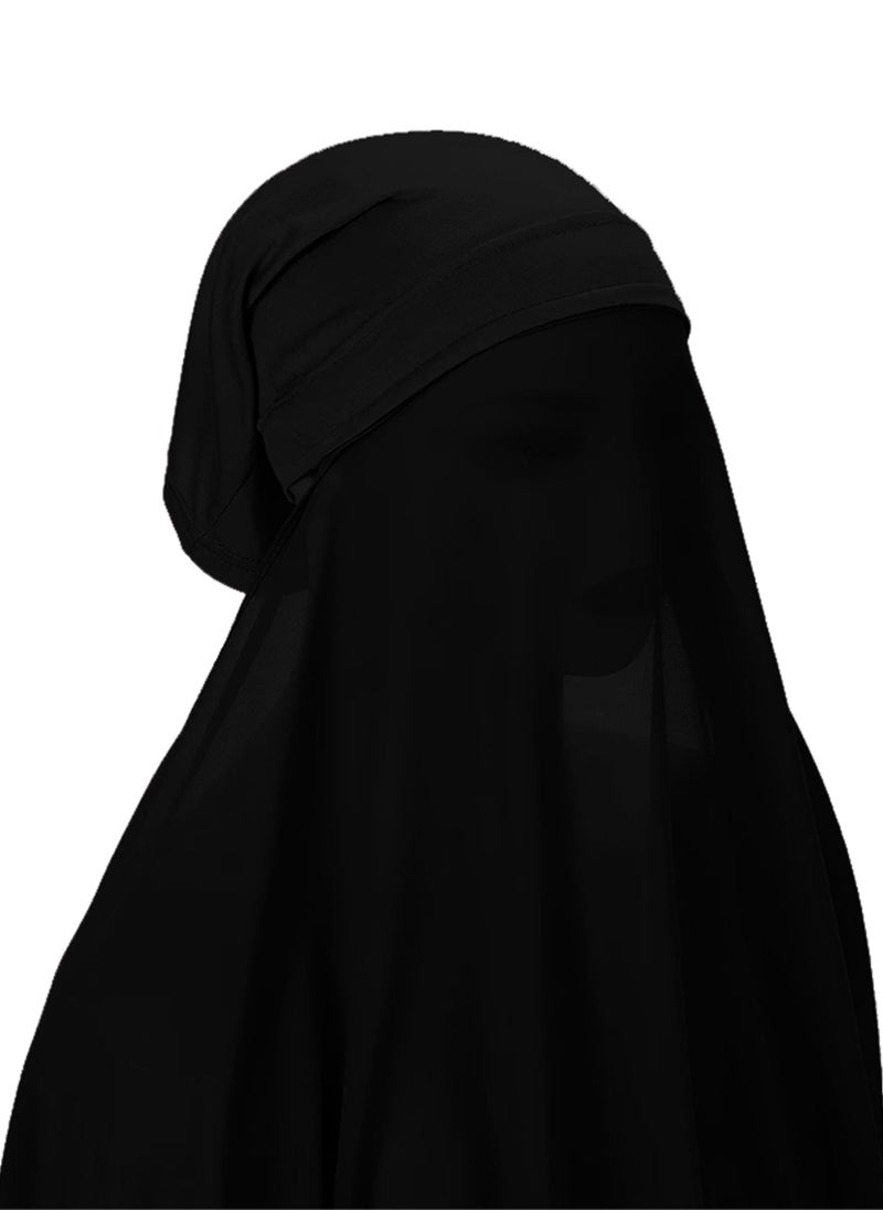 NUKHBAA Instant Hijab Wrap,Pullover Head Scarf with Tube Undercap Black color Hijab-HC5 - Image 3