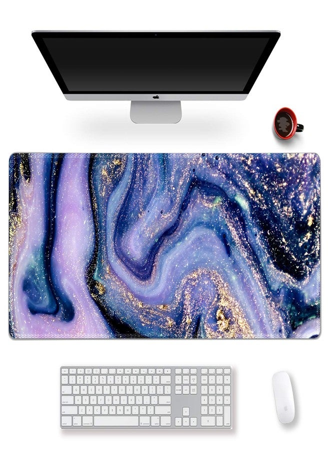 ARTSO Extended Gaming Mouse Pad XXL ArtSo Large Keyboard Mat Long Mousepad Desk Decor Writing Pad Non Slip Rubber Base Stitched Edges for Work, Game, Office, Home, 35.1" x 15.7", Purple Marble - Image 1