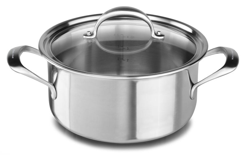 KitchenAid 5Ply Copper Core 6 quart Low Casserole with Lid  Stainless Steel Medium Stainless Steel Finish