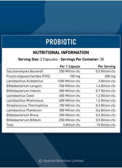 Applied Nutrition Vegan Probiotics Advanced Multi Strain (60 Capsules)  - Image 2