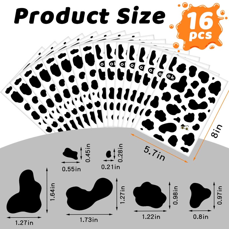 FFNIU 600Pcs Cow Print Stickers, Self-Adhesive Wall Decals Vinyl Print, Black Waterproof Animal Stickers for Cow Themed Bathroom, Nursery, Bedroom and Living Room Wall Decor - Image 4