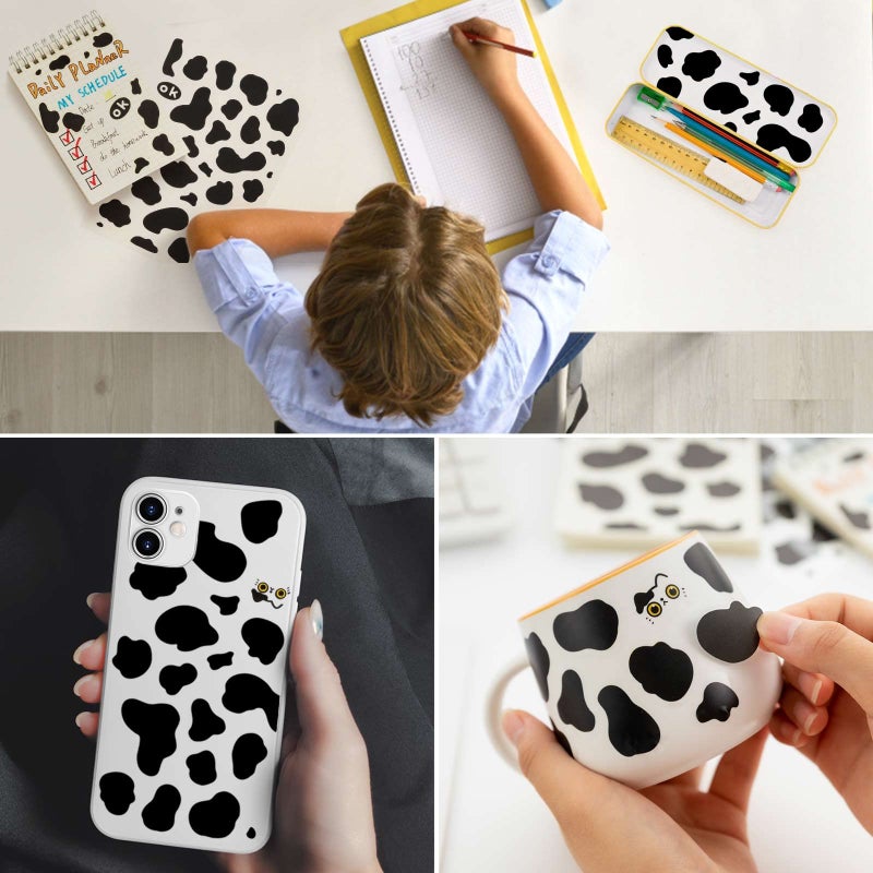 FFNIU 600Pcs Cow Print Stickers, Self-Adhesive Wall Decals Vinyl Print, Black Waterproof Animal Stickers for Cow Themed Bathroom, Nursery, Bedroom and Living Room Wall Decor - Image 3