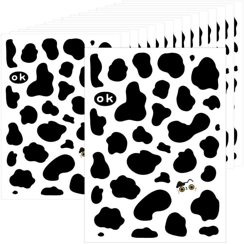 FFNIU 600Pcs Cow Print Stickers, Self-Adhesive Wall Decals Vinyl Print, Black Waterproof Animal Stickers for Cow Themed Bathroom, Nursery, Bedroom and Living Room Wall Decor - Image 1