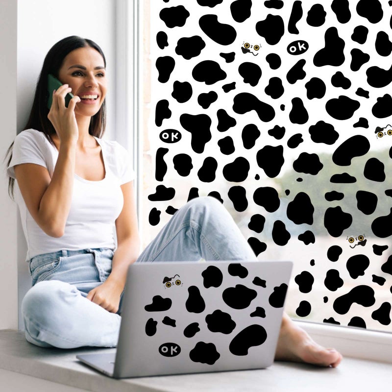 FFNIU 600Pcs Cow Print Stickers, Self-Adhesive Wall Decals Vinyl Print, Black Waterproof Animal Stickers for Cow Themed Bathroom, Nursery, Bedroom and Living Room Wall Decor - Image 5