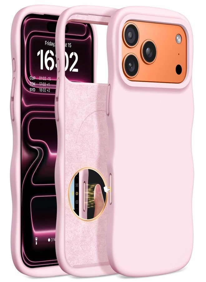 BENTOBEN Magnetic for iPhone 17 Pro Case 2025, Cute Curly Wavy Edge Frame [Compatible with Magsafe] Slim Silicone Shockproof Drop Protective Bumper Women Girly Phone Cover for iPhone 17 Pro, Baby Pink - Image 1
