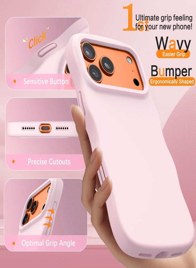 BENTOBEN Magnetic for iPhone 17 Pro Case 2025, Cute Curly Wavy Edge Frame [Compatible with Magsafe] Slim Silicone Shockproof Drop Protective Bumper Women Girly Phone Cover for iPhone 17 Pro, Baby Pink - Image 4