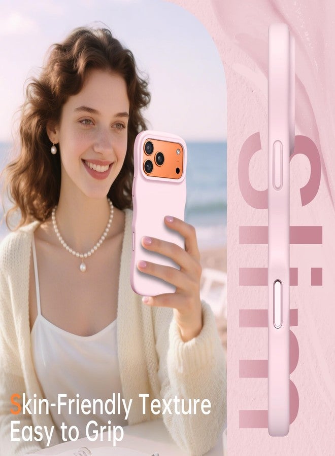 BENTOBEN Magnetic for iPhone 17 Pro Case 2025, Cute Curly Wavy Edge Frame [Compatible with Magsafe] Slim Silicone Shockproof Drop Protective Bumper Women Girly Phone Cover for iPhone 17 Pro, Baby Pink - Image 5