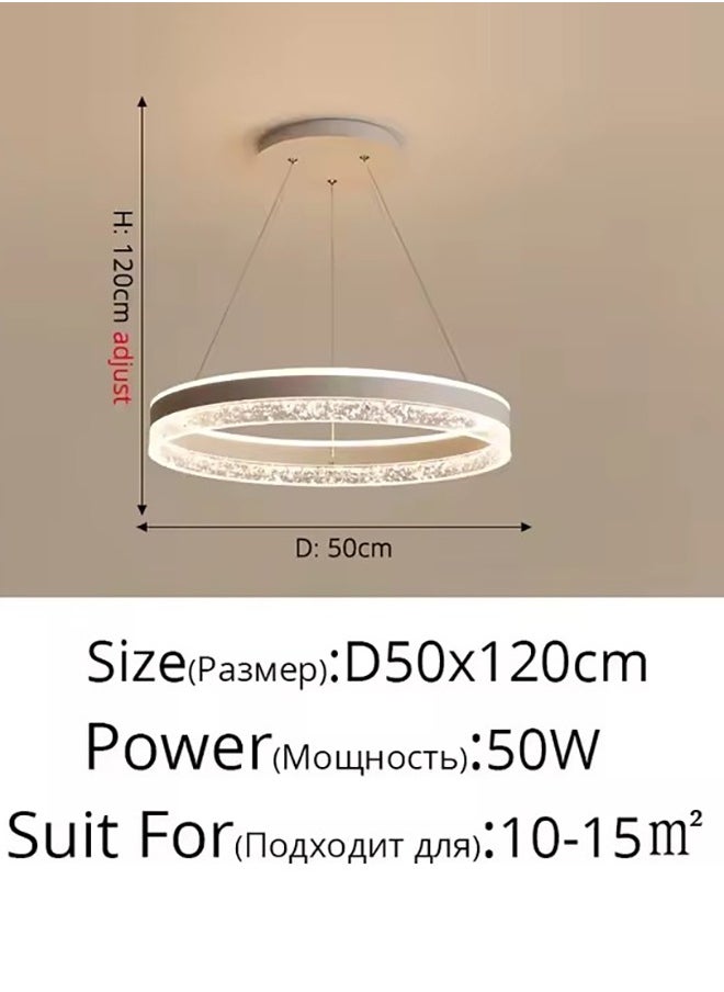ERENYEA - White 1-ring dimming chandelier 50W Chandelier With Remote Control In Dining Room Kitchen Island - Image 1