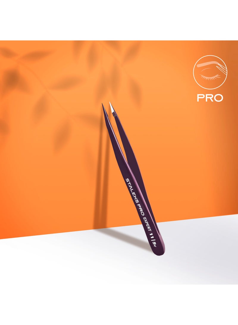 STALEKS PRO Eyebrow tweezers Violet - EXPERT 11 | TYPE 5v (point) - Image 1