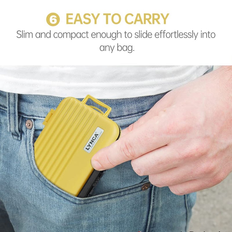 LYNCA 24 Slots Camera Memory Card Case Holder Water-Resistant Anti-Shock SD Card Case Holder Wallet for 8 SD Cards 4 CF Cards 12 Micro SD/TF Cards Storage Box, Compact Memory Cards Wallet (Yellow) - Image 3