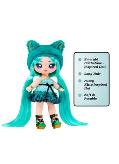 Na! Na! Na! Surprise Sweetest Gems™ Emery Moss 7.5" Fashion Doll Emerald Birthstone Inspired With Teal Hair, Smocked Satin Dress & Brush, Poseable, Great Toy Gift For Girls Boys Ages 5 6 7 8+ Years  - Image 4