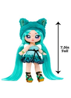 Na! Na! Na! Surprise Sweetest Gems™ Emery Moss 7.5" Fashion Doll Emerald Birthstone Inspired With Teal Hair, Smocked Satin Dress & Brush, Poseable, Great Toy Gift For Girls Boys Ages 5 6 7 8+ Years  - Image 5