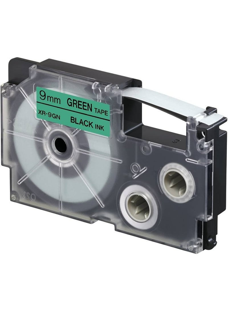 Casio tape cartridge black on green tape XR-9GN1 - Image 2