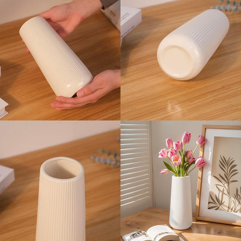 SVENJBB Modern Ceramic Vase, Small White Flower Vase for Table Centerpieces and Rustic Farmhouse Decoration - Image 4