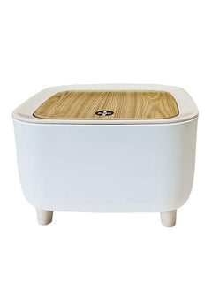 Arabest Mini Trash Can with Lid Countertop Small Desktop Garbage Cans Cute Tiny 0.5 Gallon, Office Trash Can with Lid, Bedroom Garbage Can with Push Button, White Square  - Image 1