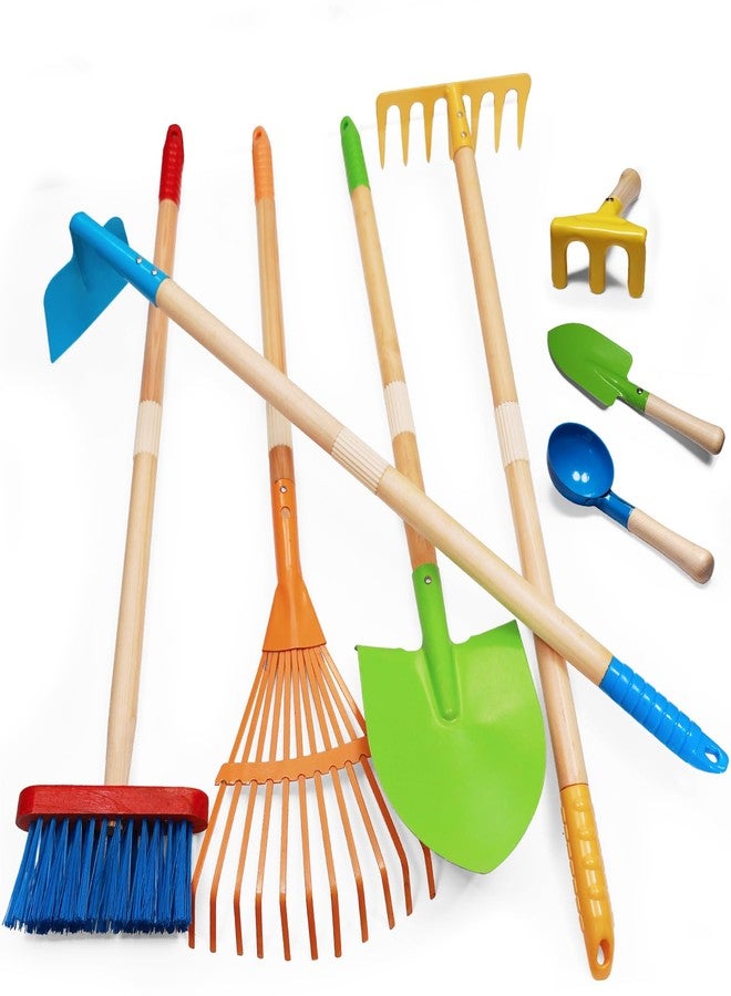 POMIKU 8PCS Kids Gardening Tools, Kids Rake and Shovel Set, Toddler Outdoor Yard Tools, Garden Toys Gifts for Boys Girls Age 3 4 5 6 7 8 Years Old - Image 1