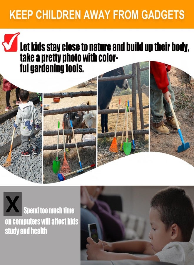 POMIKU 8PCS Kids Gardening Tools, Kids Rake and Shovel Set, Toddler Outdoor Yard Tools, Garden Toys Gifts for Boys Girls Age 3 4 5 6 7 8 Years Old - Image 4