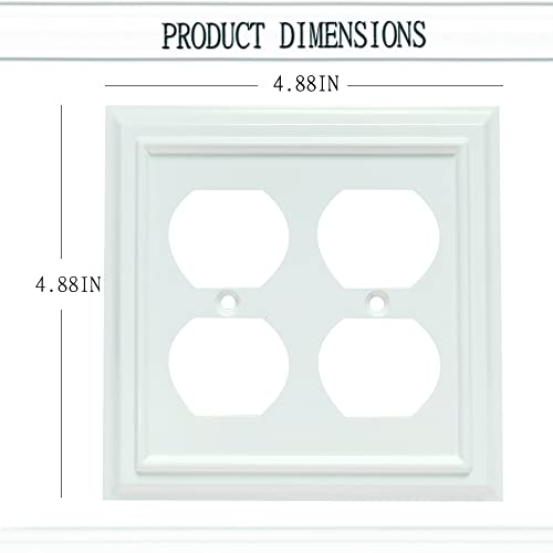 Funkiim Wall Plates, Duplex Outlet Covers, Toggle Light Switch Plates, Decorator Light Switch Cover, Bamboo Fiber Material Wall Plate, Standard Size Wall Plates of various styles, White (2 Gang Duplex 2 Pack) - Image 2